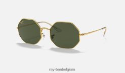 achthoek 1972 gepolijst goud/groen XX46DZ735 Heren Ray-Ban zonnebril