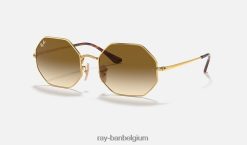 achthoek 1972 gepolijst goud/lichtbruin XX46DZ732 Heren Ray-Ban zonnebril