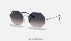 achthoek 1972 gepolijst zilver/blauw/grijs XX46DZ734 Heren Ray-Ban zonnebril