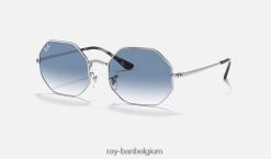 achthoek 1972 gepolijst zilver/lichtblauw XX46DZ736 Heren Ray-Ban zonnebril