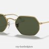 achthoekig gepolijst goud/groen XX46DZ1178 Heren Ray-Ban zonnebril