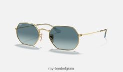 achthoekige klassieker gepolijst goud/blauw XX46DZ881 Heren Ray-Ban zonnebril