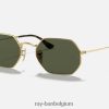 achthoekige klassieker gepolijst goud/groen XX46DZ884 Heren Ray-Ban zonnebril