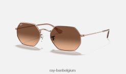 achthoekige klassieker gepolijst koper/bruin XX46DZ883 Heren Ray-Ban zonnebril