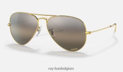 aviator chromance gepolijst goud/zilver/grijs XX46DZ329 Heren Ray-Ban zonnebril