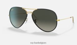 aviator full colour legende gepolijst zwart op goud/grijs XX46DZ823 Heren Ray-Ban zonnebril