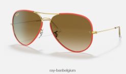 aviator full colour legende glanzend rood/lichtbruin XX46DZ822 Heren Ray-Ban zonnebril