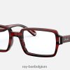 benji-optiek gepolijst gestreept rood XX46DZ2594 vrouwen Ray-Ban bril
