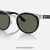 Bonnie gepolijst zwart op zilver/donkergroen XX46DZ361 Heren Ray-Ban zonnebril