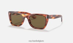 caraïben gepolijst gestreept havana/bruin XX46DZ412 Heren Ray-Ban zonnebril