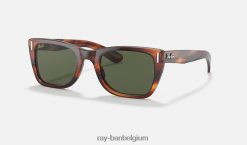 caraïben glanzend gestreept havana/groen XX46DZ415 Heren Ray-Ban zonnebril