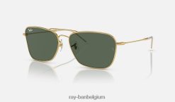 caravan achteruit gepolijst goud/groen XX46DZ113 Heren Ray-Ban zonnebril