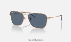 caravan achteruit gepolijst rose goud/blauw XX46DZ117 Heren Ray-Ban zonnebril