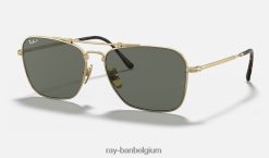 caravan titanium mat goud/groen XX46DZ1060 Heren Ray-Ban zonnebril