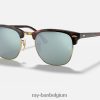 clubmaster flitslenzen mat havana op goud/zilver XX46DZ891 Heren Ray-Ban zonnebril