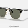 clubmaster klassieker gepolijst zwart/groen XX46DZ59 Heren Ray-Ban zonnebril