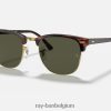 clubmaster klassieker gepolijste schildpad op goud/groen XX46DZ54 Heren Ray-Ban zonnebril