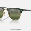clubmaster metaal chroom gepolijst groen op goud/donkergroen XX46DZ583 Heren Ray-Ban zonnebril