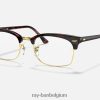 clubmaster vierkante optiek gepolijste schildpad XX46DZ1889 Heren Ray-Ban bril