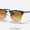 clubmaster vlek gepolijst bruin/blauw/lichtbruin XX46DZ718 Heren Ray-Ban zonnebril