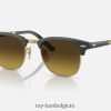 clubmaster vouwen gepolijst groen op goud/bruin XX46DZ996 Heren Ray-Ban zonnebril
