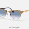clubmeester ovaal gepolijst beige/lichtblauw XX46DZ1148 Heren Ray-Ban zonnebril