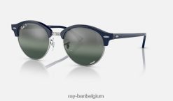clubronde chromance gepolijst blauw op zilver/zilver/blauw XX46DZ465 Heren Ray-Ban zonnebril