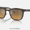 clyde bruin gepolijst op koper/bruin/grijs XX46DZ293 Heren Ray-Ban zonnebril