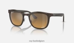 clyde bruin gepolijst op koper/bruin/grijs XX46DZ293 Heren Ray-Ban zonnebril