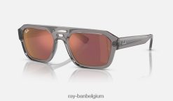 corrigan bio-gebaseerd gepolijst transparant grijs/donker violet/rood XX46DZ67 Heren Ray-Ban zonnebril