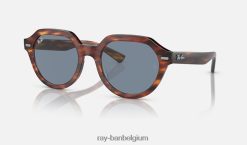 gina gepolijst gestreept havana/blauw XX46DZ382 Heren Ray-Ban zonnebril