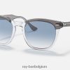haviksoog gepolijst grijs op transparant/blauw XX46DZ174 Heren Ray-Ban zonnebril