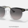 haviksoog gepolijst zwart op transparant/grijs XX46DZ173 Heren Ray-Ban zonnebril