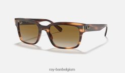 jeffrey glanzend gestreept havana/lichtbruin XX46DZ973 Heren Ray-Ban zonnebril