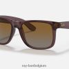 justin klassiek gepolijst transparant donkerbruin/bruin XX46DZ41 Heren Ray-Ban zonnebril