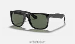 justin klassiek gepolijst zwart/donkergroen XX46DZ36 Heren Ray-Ban zonnebril