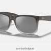 justin klassiek mat grijs/zilver XX46DZ38 Heren Ray-Ban zonnebril