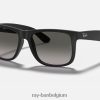 justin klassiek mat zwart/donkergrijs XX46DZ34 Heren Ray-Ban zonnebril