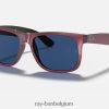 justin kleurenmix glanzend bordeaux/donkerblauw XX46DZ88 Heren Ray-Ban zonnebril