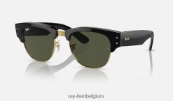 mega clubmeester gepolijst zwart op goud/groen XX46DZ19 Heren Ray-Ban zonnebril