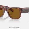 mega reiziger gepolijst gestreept havana/bruin XX46DZ49 Heren Ray-Ban zonnebril
