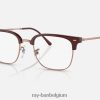 nieuwe clubmaster-optiek gepolijst bordeaux op roségoud XX46DZ1692 Heren Ray-Ban bril