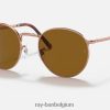 nieuwe ronde gepolijst rose goud/bruin XX46DZ199 Heren Ray-Ban zonnebril