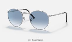 nieuwe ronde gepolijst zilver/blauw XX46DZ198 Heren Ray-Ban zonnebril