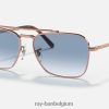 nieuwe stacaravan gepolijst rose goud/blauw XX46DZ140 Heren Ray-Ban zonnebril
