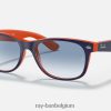 nieuwe wayfarer kleurenmix gepolijst blauw op oranje/lichtblauw XX46DZ350 Heren Ray-Ban zonnebril
