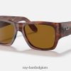 nomade gepolijst gestreept havana/bruin XX46DZ314 Heren Ray-Ban zonnebril