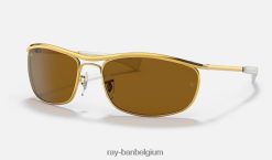 olympisch en deluxe gepolijst goud/bruin XX46DZ791 Heren Ray-Ban zonnebril