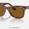 originele wayfarer-klassieker gepolijst gestreept havana/bruin XX46DZ13 Heren Ray-Ban zonnebril
