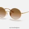 ovaal 1970 gepolijst goud/lichtbruin XX46DZ870 Heren Ray-Ban zonnebril